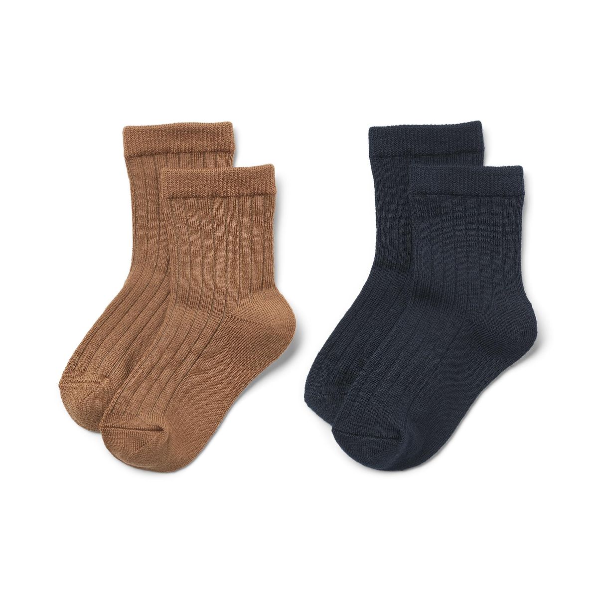 2 Pack Ribbed Wool Socks - Navy